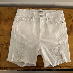 Good American Stretch White Jean Cut-Off Shorts - Size 8